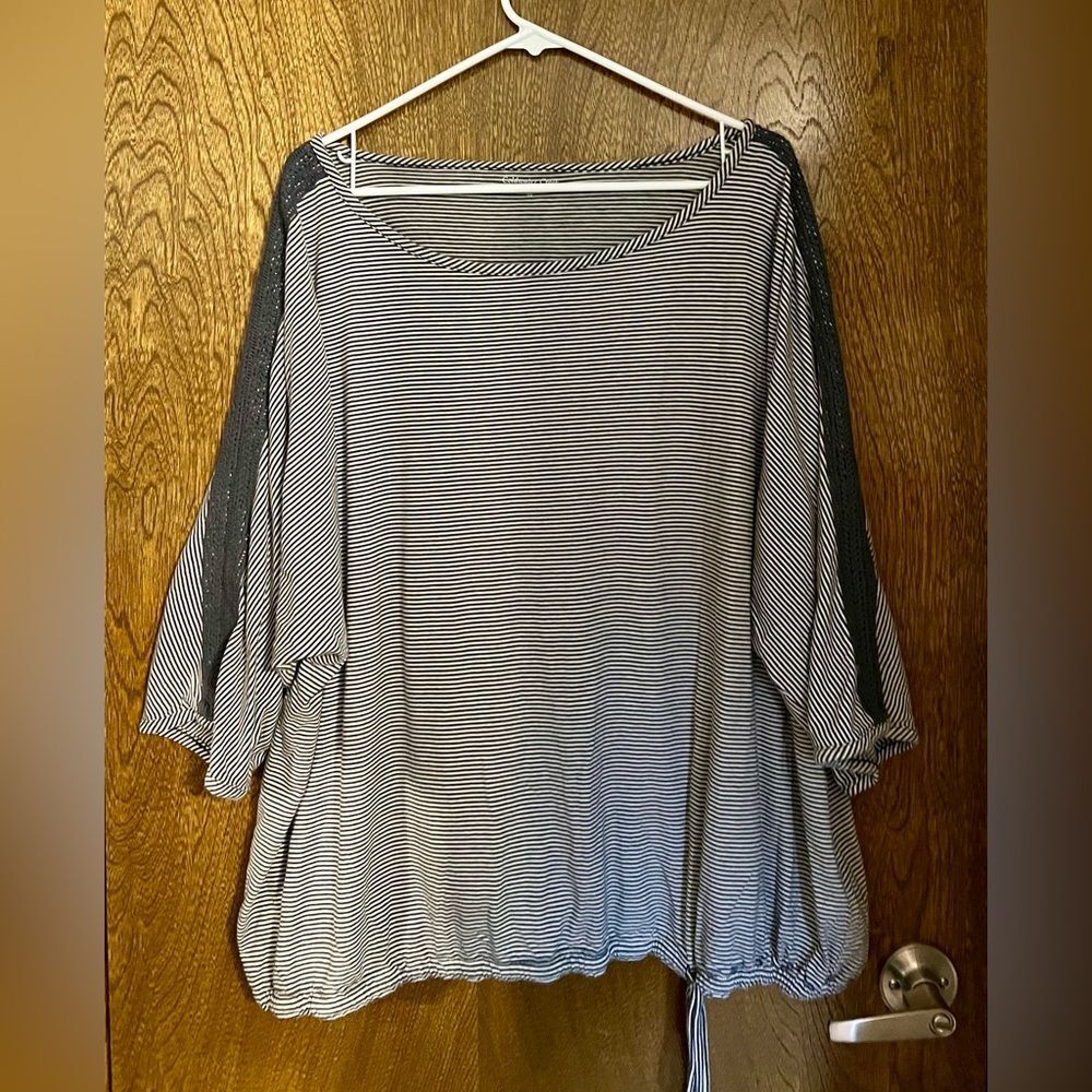 Coldwater Creek blue white striped top